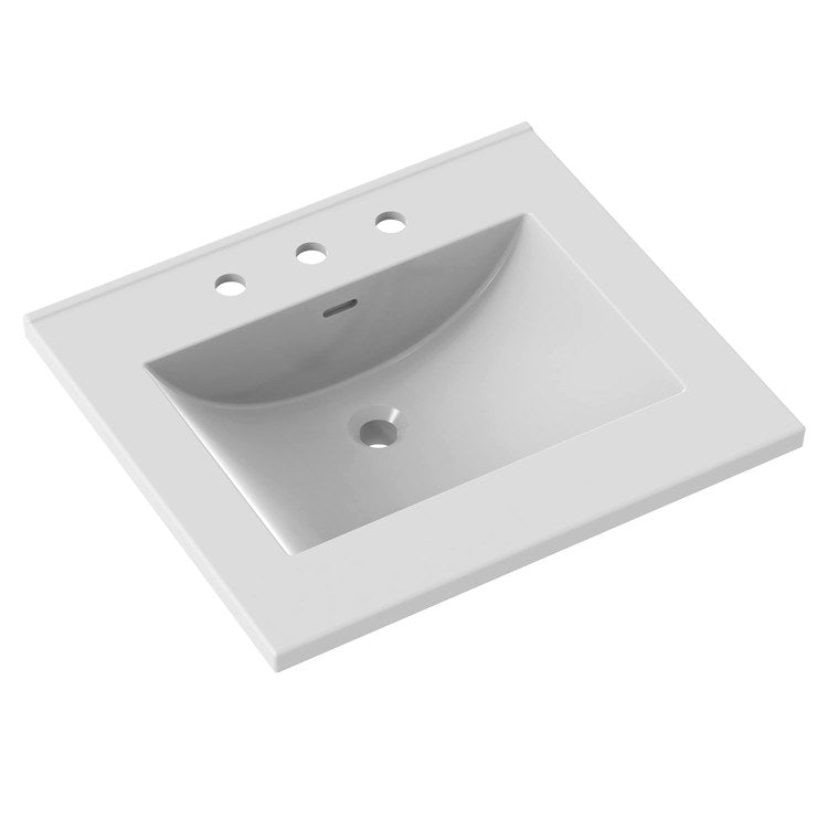 Vanity Top Ceramic Top Centerset 25 x 22 Inch White 8 Inch Spread Ceramic 3 Hole 3 Centimeter