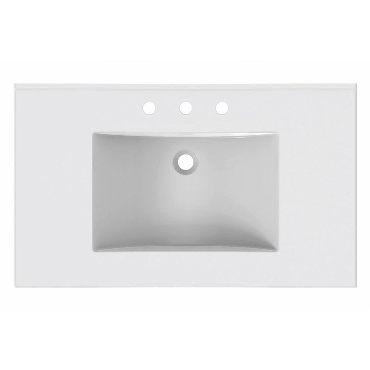 Vanity Top Ceramic Top Centerset 37 x 22 Inch White 8 Inch Spread Ceramic 3 Hole 1-4/5 Centimeter - Image 2