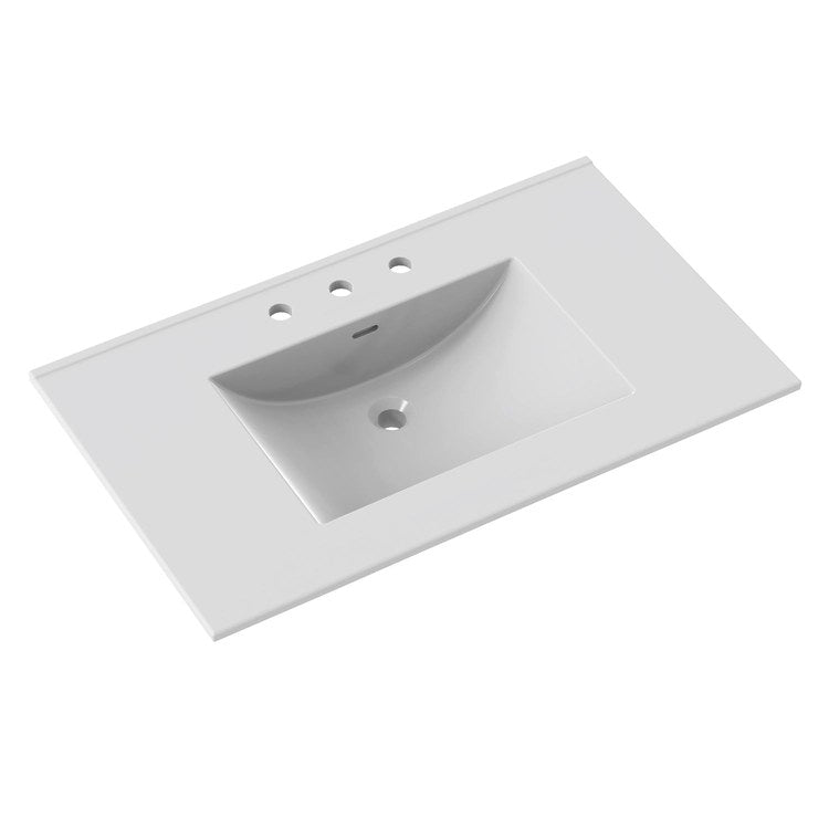 Vanity Top Ceramic Top Centerset 37 x 22 Inch White 8 Inch Spread Ceramic 3 Hole 1-4/5 Centimeter - Image 1