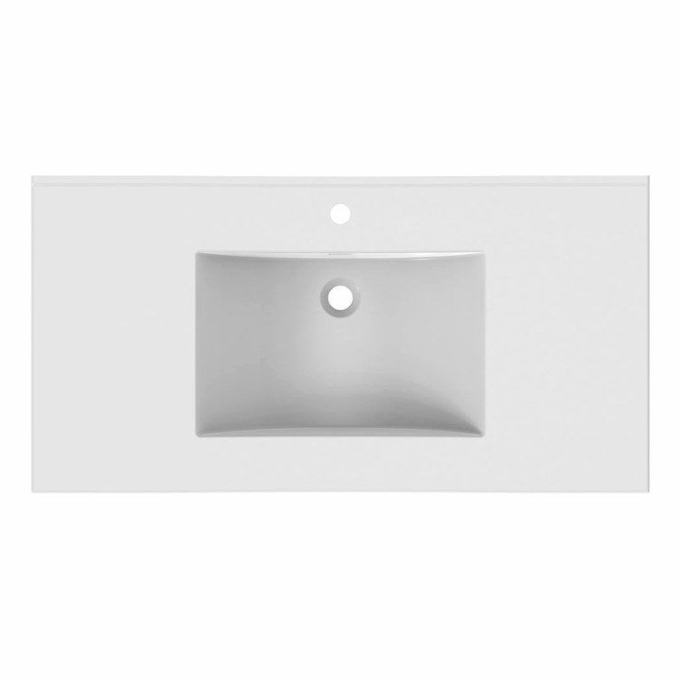 Vanity Top Ceramic Top 43 x 22 Inch White Ceramic 1 Hole 1-4/5 Centimeter