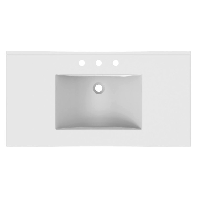 Vanity Top Ceramic Top Centerset 43 x 22 Inch White 8 Inch Spread Ceramic 3 Hole 1-4/5 Centimeter - Image 2
