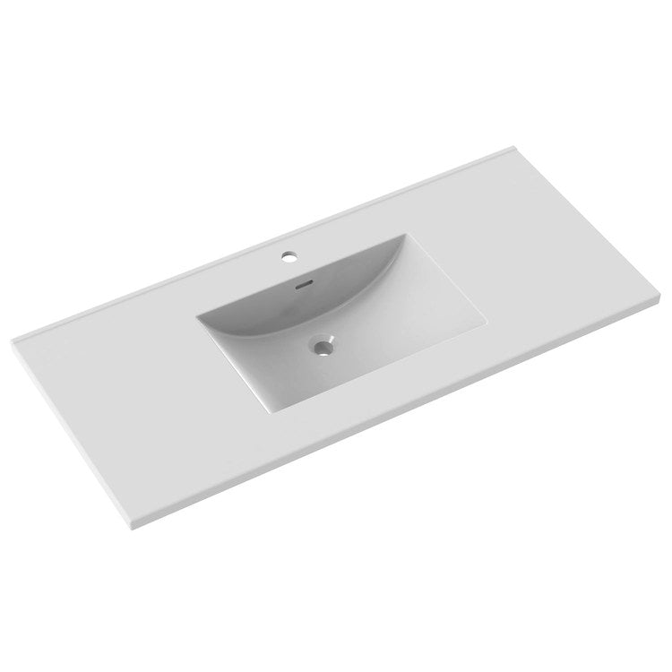 Vanity Top Ceramic Top 49 x 22 Inch White Ceramic 1 Hole 1-4/5 Centimeter