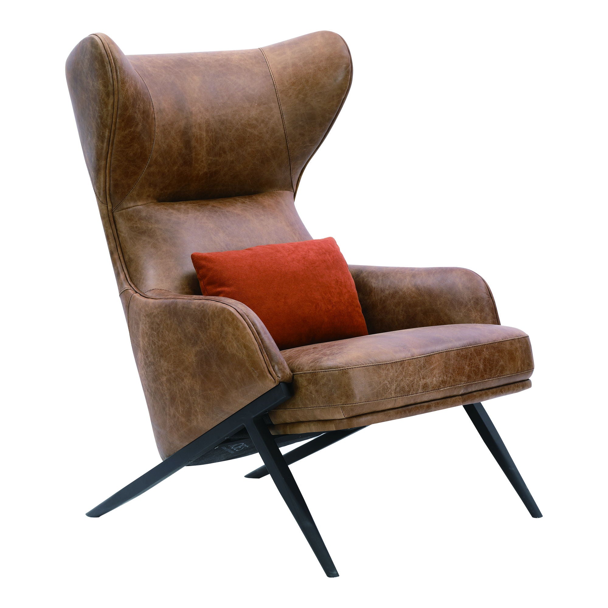 Amos - Leather Accent Chair - Light Brown - Image 2