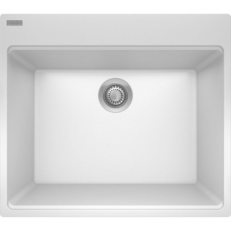 Laundry Sink Maris 25 x 22 Inch 1 Bowl 5 Hole Polar White Top Mount or Undermount Deck Mount - Image 1