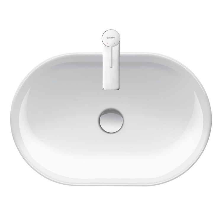 Sink D-Neo 23-5/8 Inch 1 Bowl Vessel Less Overflow Oval White Above Counter - Image 2