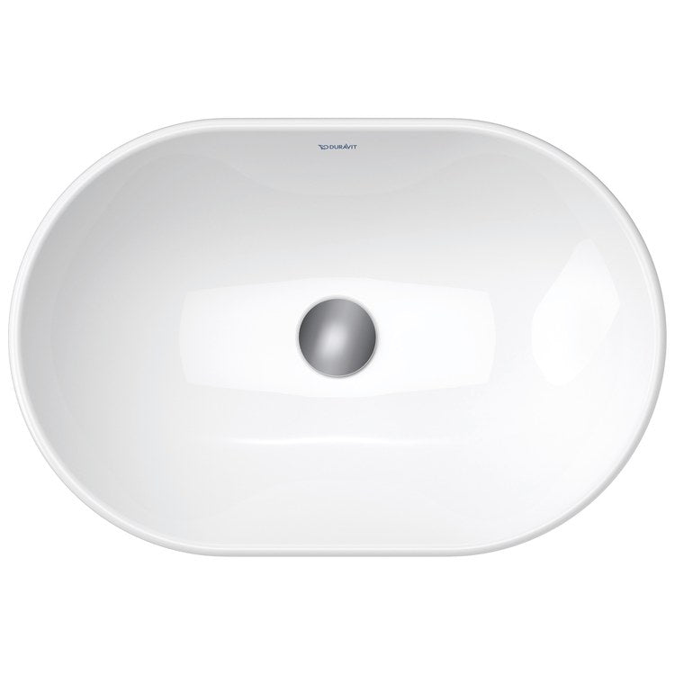Sink D-Neo 23-5/8 Inch 1 Bowl Vessel Less Overflow Oval White Above Counter - Image 3