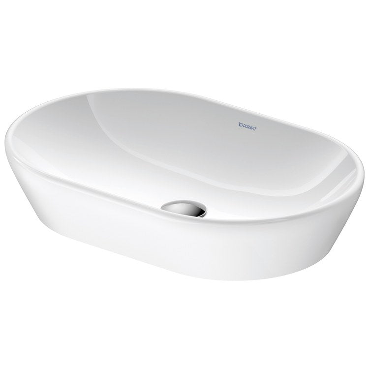 Sink D-Neo 23-5/8 Inch 1 Bowl Vessel Less Overflow Oval White Above Counter
