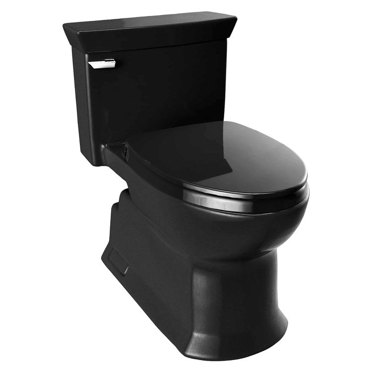Toilet SOIREE 1 Piece Ebony Elongated WaterSense/cCPU Listed 1.28 Gallons per Flush Tornado Left Front - Image 1