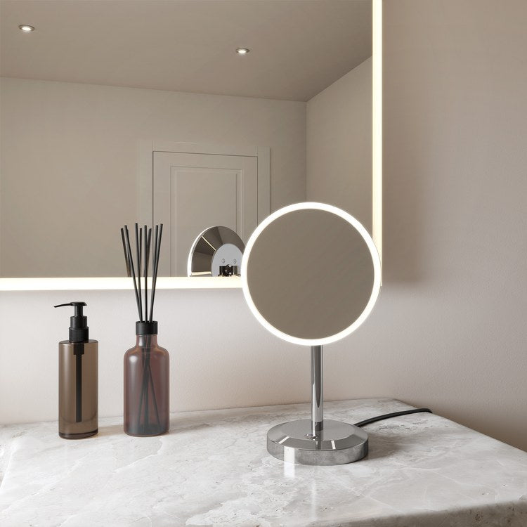 Mirror Vizo 8 Inch Chrome Freestanding LED Makeup Round