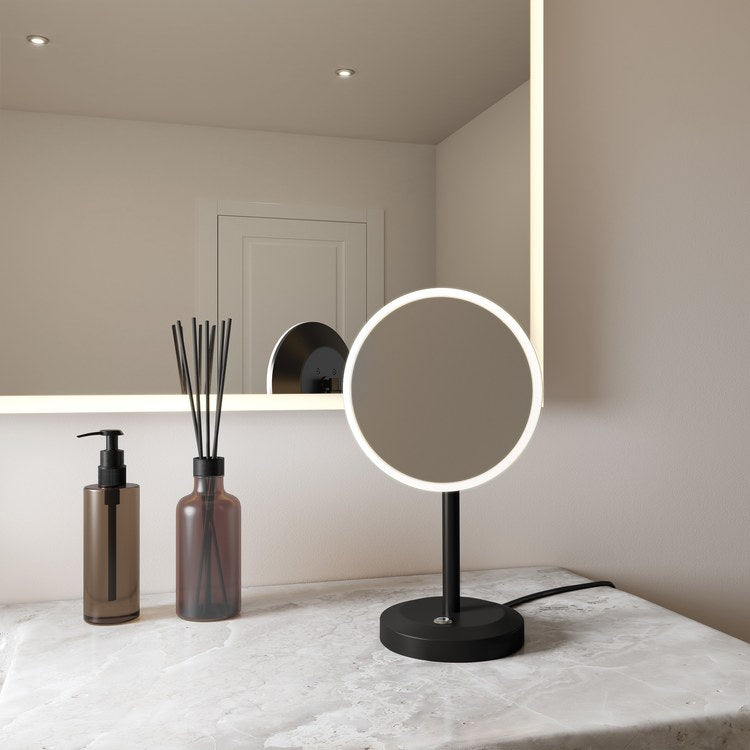 Mirror Vizo 8 Inch Matte Black Freestanding LED Makeup Round