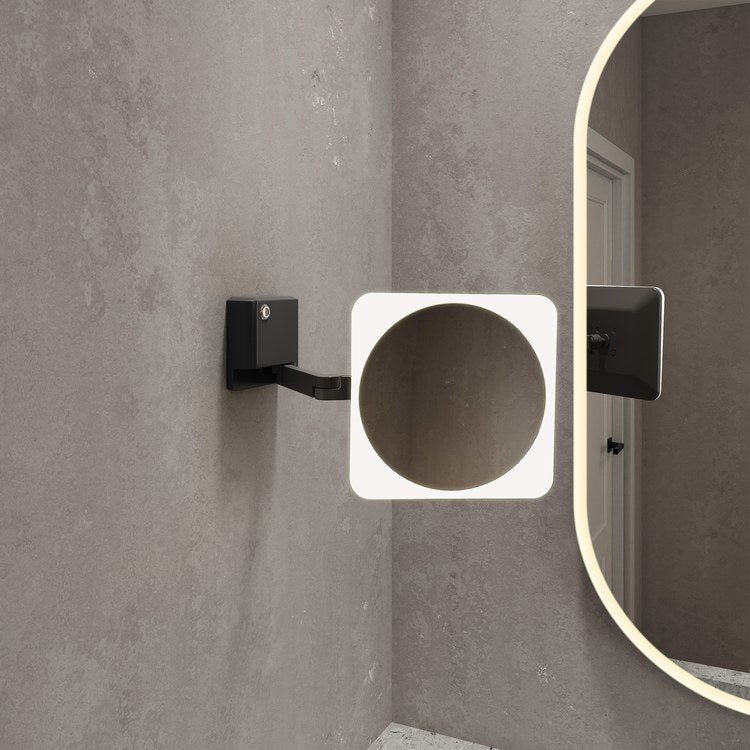 Mirror Vizo 8 Inch Matte Black Wall Mount LED Makeup with Square Frame Round