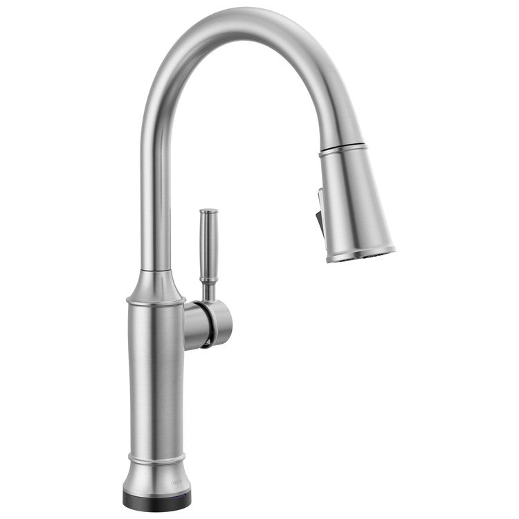Kitchen Faucet Renaldi 1 Lever ADA No-Lead/CALGreen Lumicoat Arctic Stainless Pull Down 3 Function Gooseneck 360 DEG Swivel 1 Hole Deck Touch2O with Touchless/Diamond Seal 1.8 Gallons per Minute - Image 1