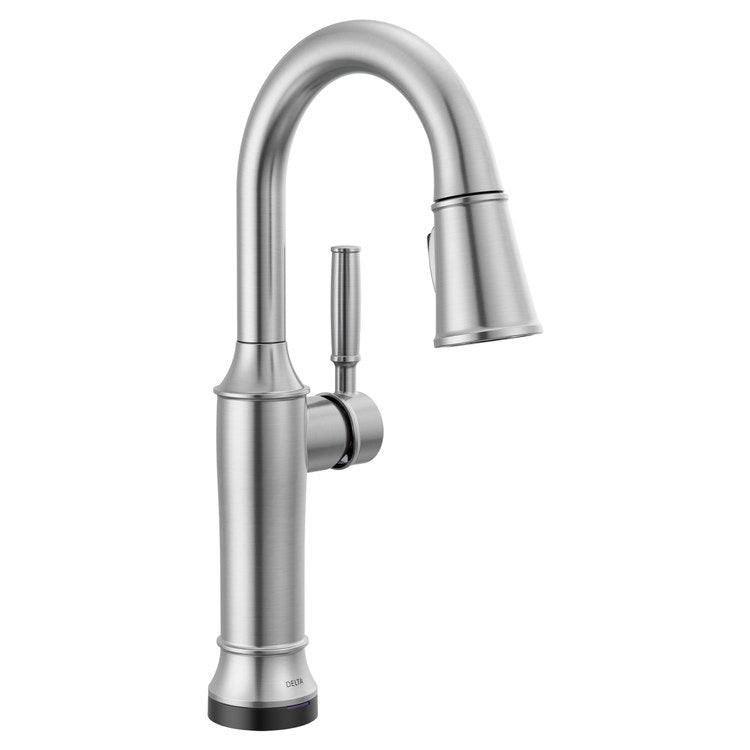 Bar Faucet Renaldi Prep 1 Lever ADA CALGreen Lumicoat Arctic Stainless Touch2O with Touchless/MagnaTite Docking/VoiceIQ Compatible Pull Down 2 Function High Arc 360 DEG Swivel 1.8 Gallons per Minute
