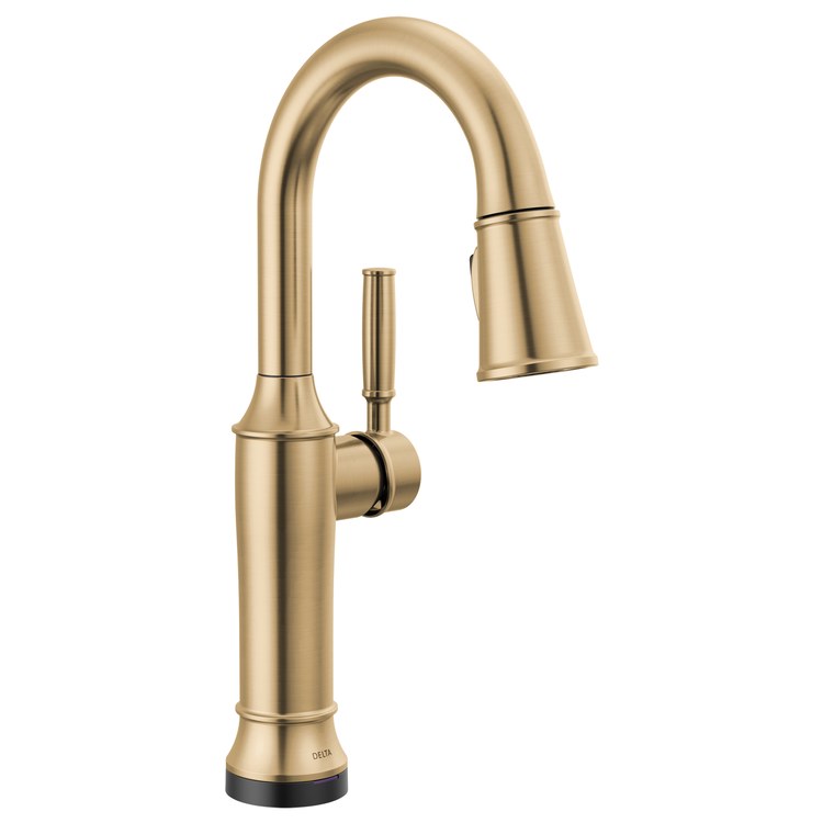 Bar Faucet Renaldi Prep 1 Lever ADA CALGreen Lumicoat Champagne Bronze Touch2O with Touchless/MagnaTite Docking/VoiceIQ Compatible Pull Down 2 Function High Arc 360 DEG Swivel 1.8 Gallons per Minute