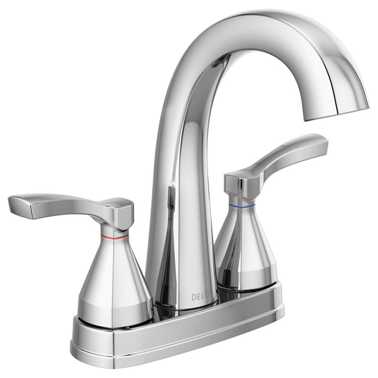 Lavatory Faucet Stryke Centerset 4 Inch Spread 2 Lever ADA WaterSense/CALGreen Lumicoat Chrome 1.2 Gallons per Minute Low Arc Metal Pop-Up 3 Hole Diamond Seal Technology - Image 1