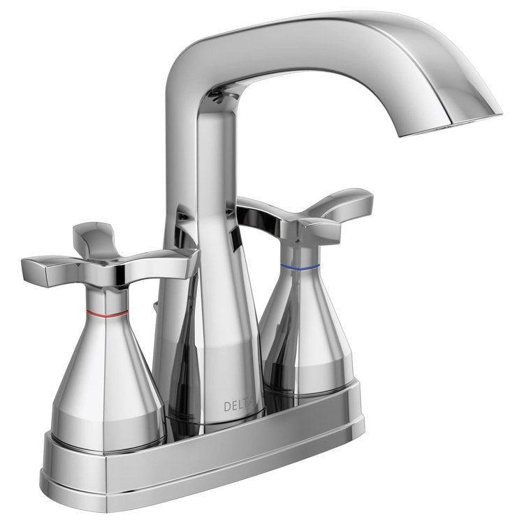 Lavatory Faucet Stryke Centerset 4 Inch Spread 2 Helo ADA WaterSense/CALGreen Lumicoat Chrome 1.2 Gallons per Minute Low Arc Metal Pop-Up 3 Hole Diamond Seal Technology - Image 1