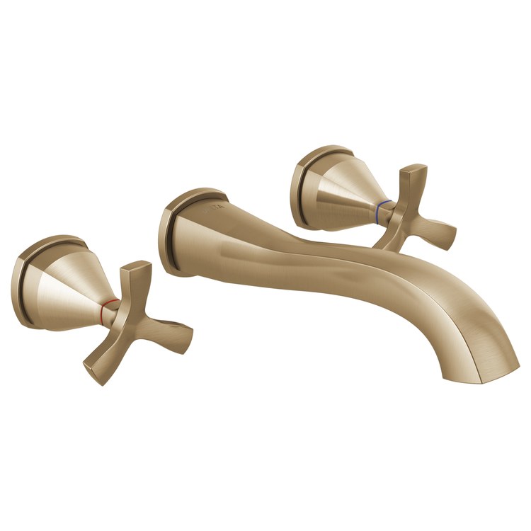 Lavatory Trim Stryke Wall Mount Trim 8 Inch Spread 2 Helo Lumicoat Champagne Bronze WaterSense ADA 1.2 Gallons per Minute - Image 1