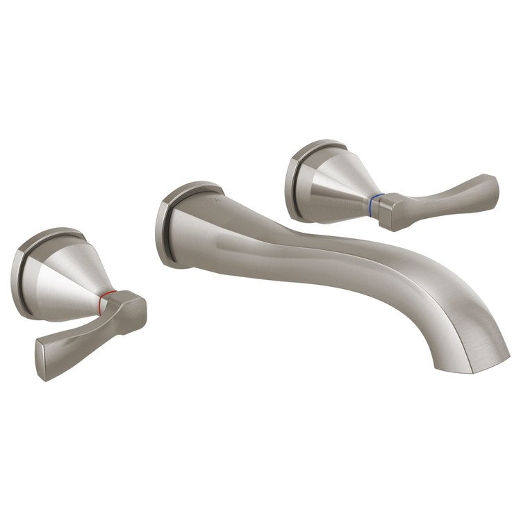 Lavatory Trim Stryke Wall Mount Trim 8 Inch Spread 2 Lever Lumicoat Stainless WaterSense ADA 1.2 Gallons per Minute