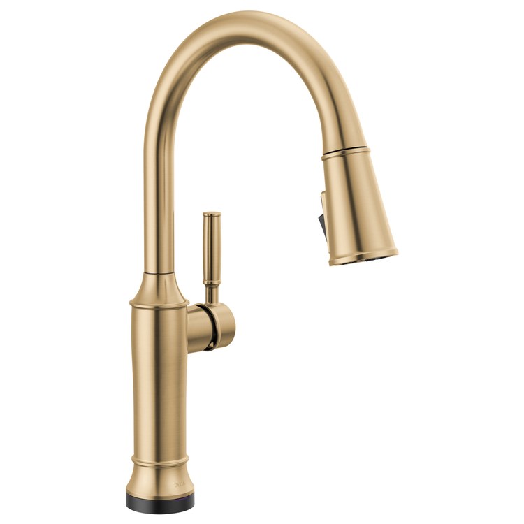 Kitchen Faucet Renaldi 1 Lever ADA No-Lead/CALGreen Lumicoat Champagne Bronze Pull Down 3 Function Gooseneck 360 DEG Swivel 1 Hole Deck Touch2O with Touchless/Diamond Seal 1.8 Gallons per Minute - Image 1