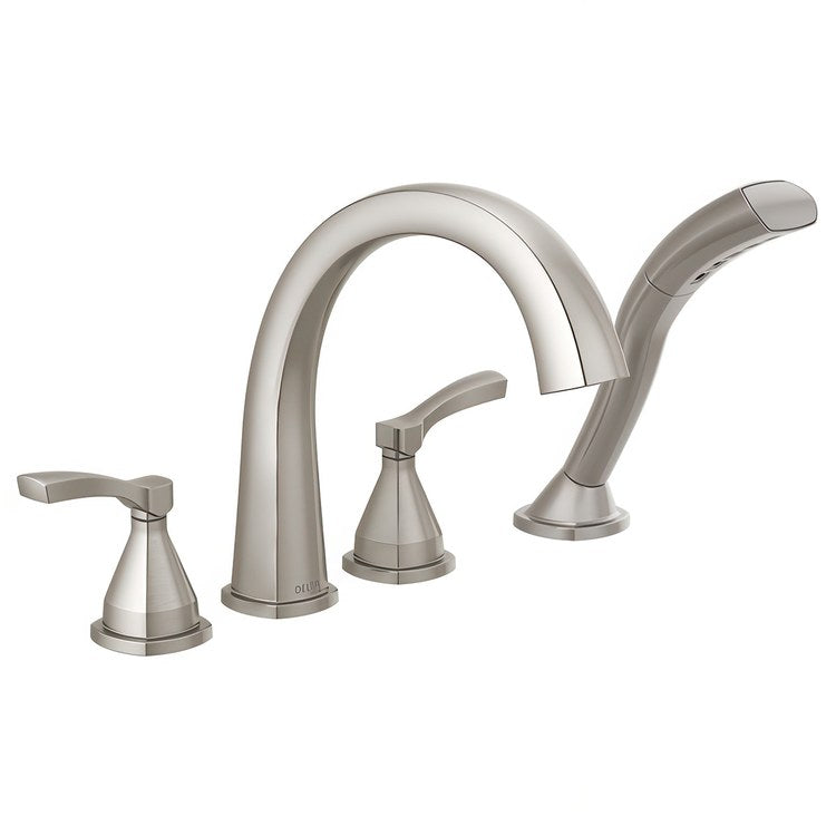 Roman Tub Trim Stryke with Handshower 2 Lever Lumicoat Stainless WaterSense ADA 8 to 16 Inch Spread 4 Hole for Rough-In R4707 - Image 1