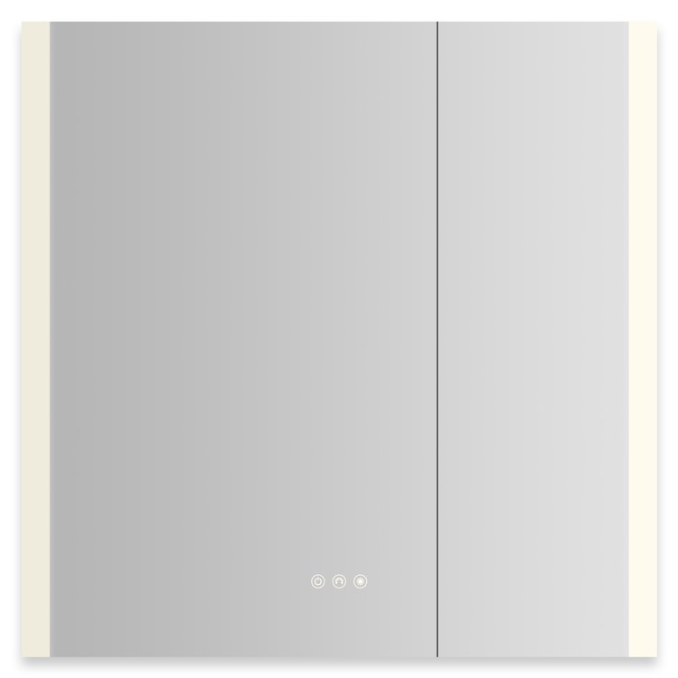 Medicine Cabinet AIO 30 x 30 Inch with Vertical Edge Lighting 2 Doors Triple Mirror Left Hinge