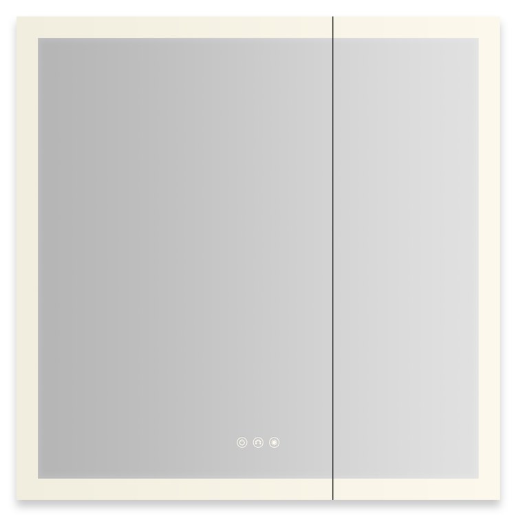 Medicine Cabinet AIO 30 x 30 Inch with Perimeter Lighting 2 Doors Triple Mirror Left Hinge