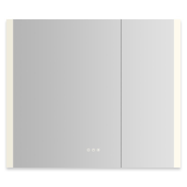 Medicine Cabinet AIO 36 x 30 Inch with Vertical Edge Lighting 2 Doors Triple Mirror Left Hinge