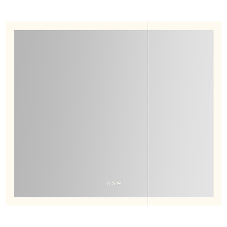 Medicine Cabinet AIO 36 x 30 Inch with Perimeter Lighting 2 Doors Triple Mirror Left Hinge