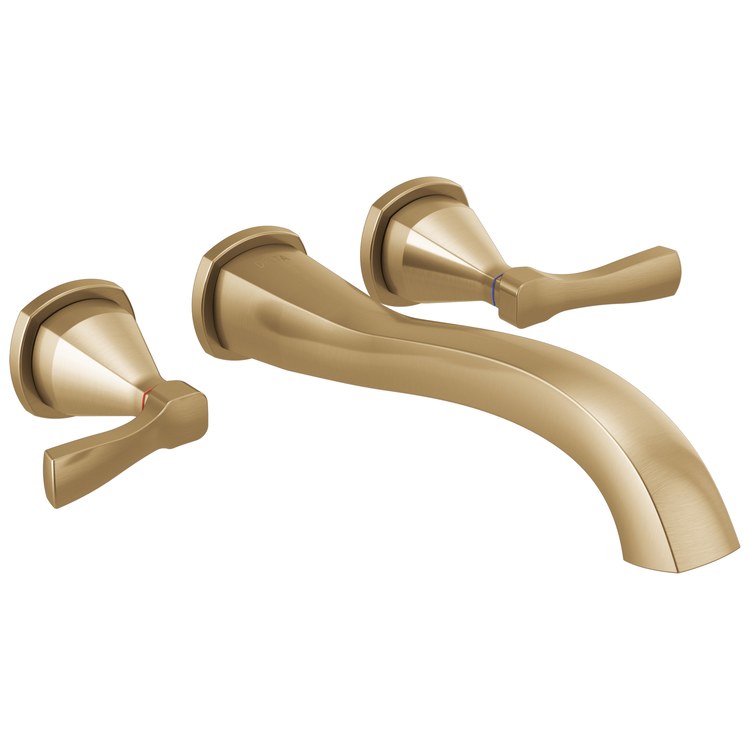 Tub Filler Trim Stryke Wall Mount 2 Lever Lumicoat Champagne Bronze ADA 8 Inch Spread - Image 1