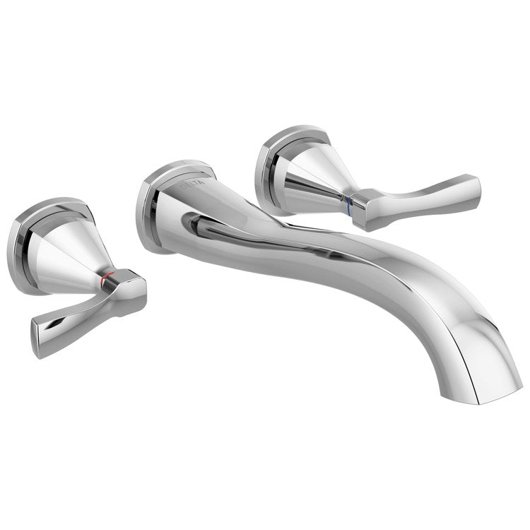 Tub Filler Trim Stryke Wall Mount 2 Lever Lumicoat Chrome ADA 8 Inch Spread - Image 1