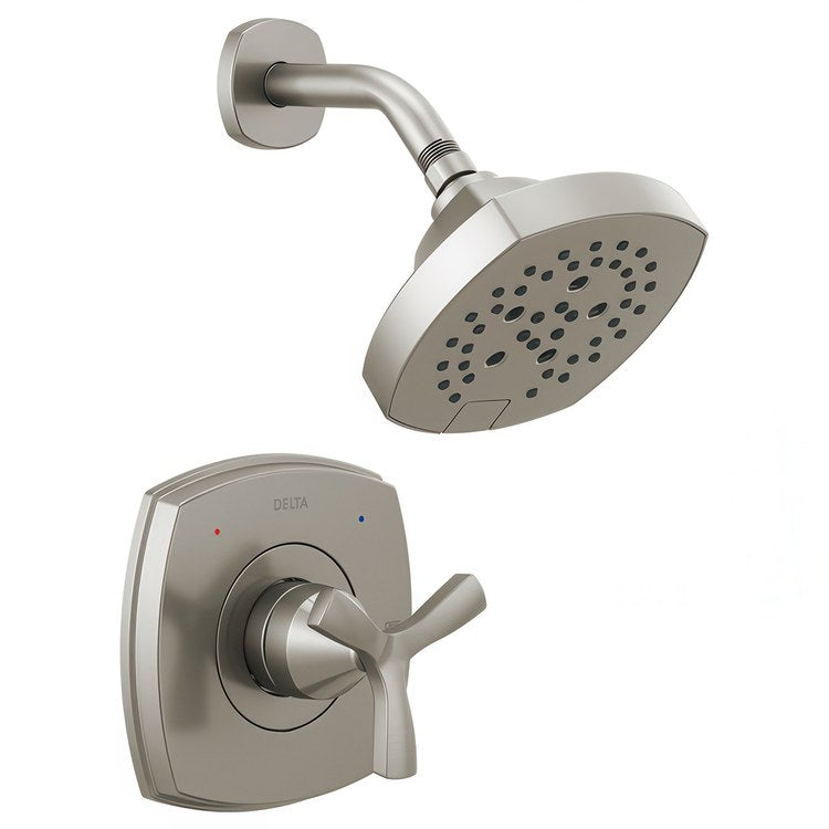 Shower Trim Stryke 14 Series 1 Lever Lumicoat Stainless WaterSense ADA 1.75 Gallons per Minute Square 5 Function H2Okinetic for MultiChoice Universal R10000 Series Rough Valve - Image 1