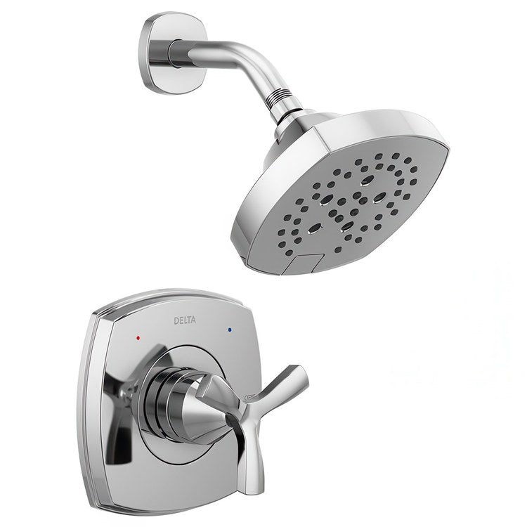 Shower Trim Stryke 14 Series 1 Helo Lumicoat Chrome WaterSense ADA 1.75 Gallons per Minute Square 5 Function H2Okinetic for MultiChoice Universal R10000 Series Rough Valve - Image 1