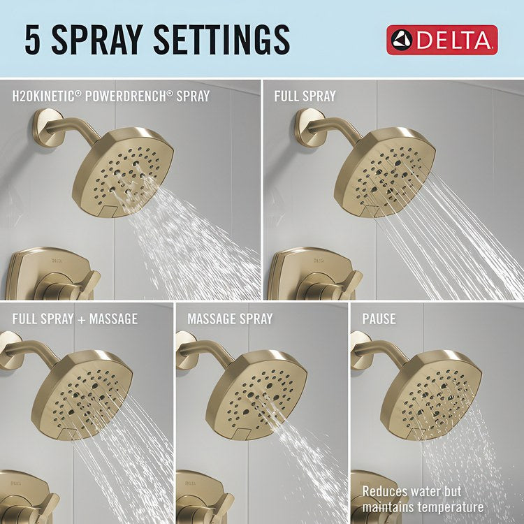 Shower Trim Stryke 17 Series 2 Lever Lumicoat Champagne Bronze WaterSense ADA 1.75 Gallons per Minute Square 5 Function H2Okinetic for MultiChoice Universal R10000 Series Rough Valve - Image 3