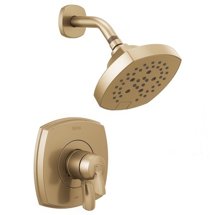 Shower Trim Stryke 17 Series 2 Lever Lumicoat Champagne Bronze WaterSense ADA 1.75 Gallons per Minute Square 5 Function H2Okinetic for MultiChoice Universal R10000 Series Rough Valve - Image 1