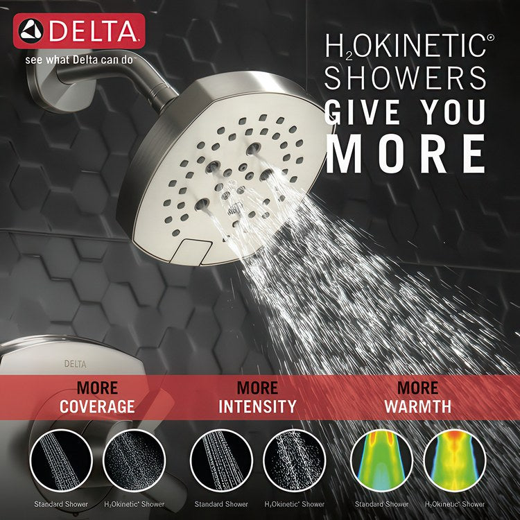 Shower Trim Stryke 17 Series 2 Lever Lumicoat Stainless WaterSense ADA 1.75 Gallons per Minute Square 5 Function H2Okinetic for MultiChoice Universal R10000 Series Rough Valve - Image 3