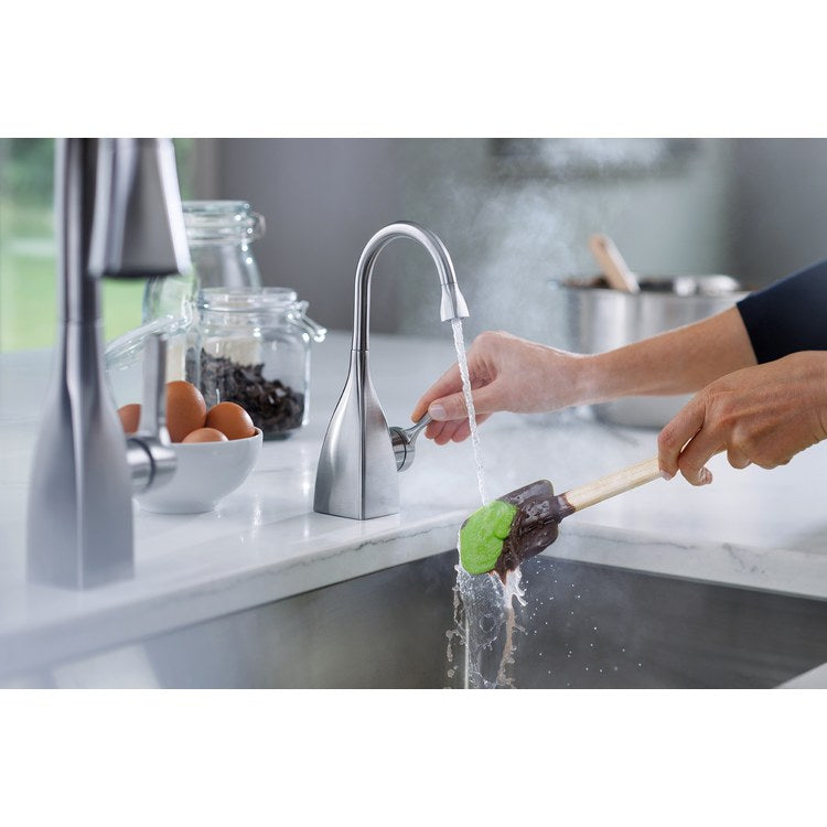 Hot Water Dispenser Showroom Transitional 1020 Instant 1 Lever ADA Gooseneck 360 DEG Swivel Arctic Steel - Image 2