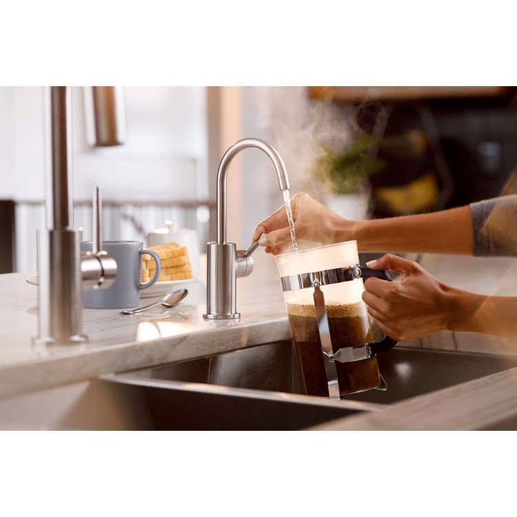 Hot Water Dispenser Showroom Modern 3010 Instant 1 Lever ADA Gooseneck 360 DEG Swivel Arctic Steel - Image 2