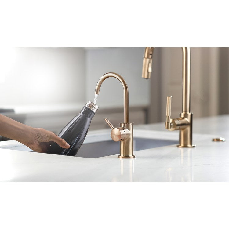 Cold Water Dispenser Showroom Modern 3010 1 Lever ADA Gooseneck 360 DEG Swivel Brushed Bronze - Image 2