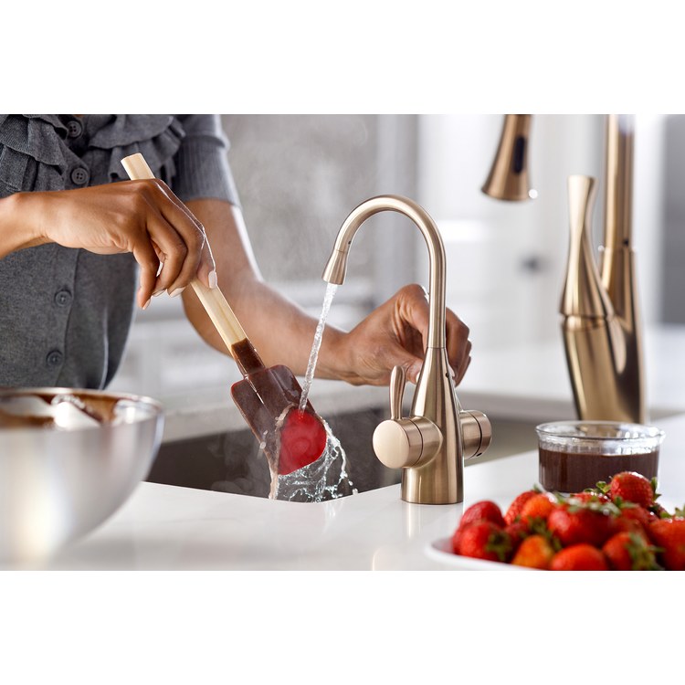 Water Dispenser Showroom Transitional 1010 Instant 2 Lever ADA Gooseneck 360 DEG Swivel Brushed Bronze - Image 2
