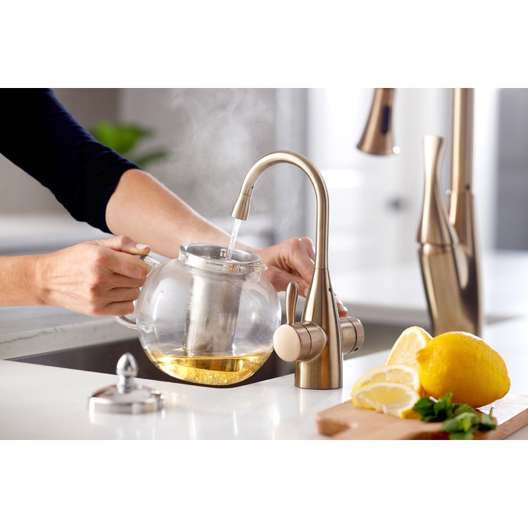 Water Dispenser Showroom Transitional 1010 Instant 2 Lever ADA Gooseneck 360 DEG Swivel Brushed Bronze - Image 3