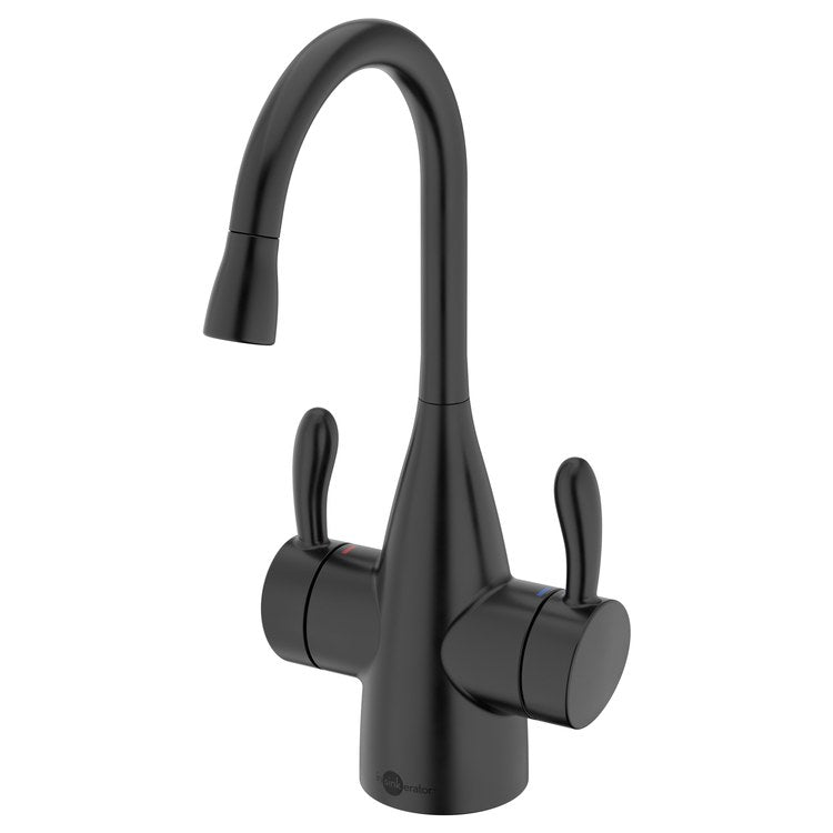 Water Dispenser Showroom Transitional 1010 Instant 2 Lever ADA Gooseneck 360 DEG Swivel Matte Black