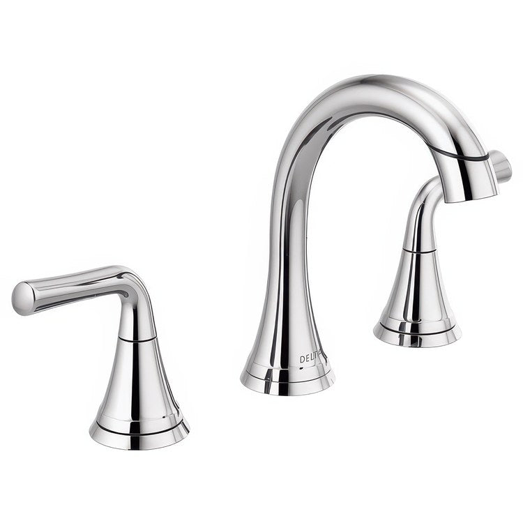 Lavatory Faucet Kayra Widespread 6 to 16 Inch Spread 2 Lever ADA WaterSense Chrome 1.2 Gallons per Minute Deck Arc Metal Pop-Up 3 Hole - Image 1