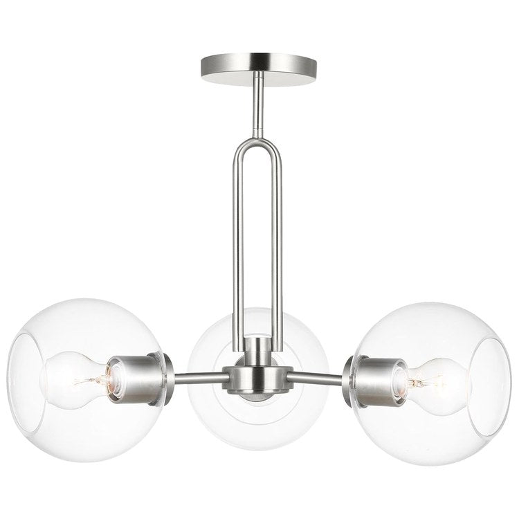 Pendant Codyn Semi-Flushmount Convertible 3 Lamp Brushed Nickel Clear