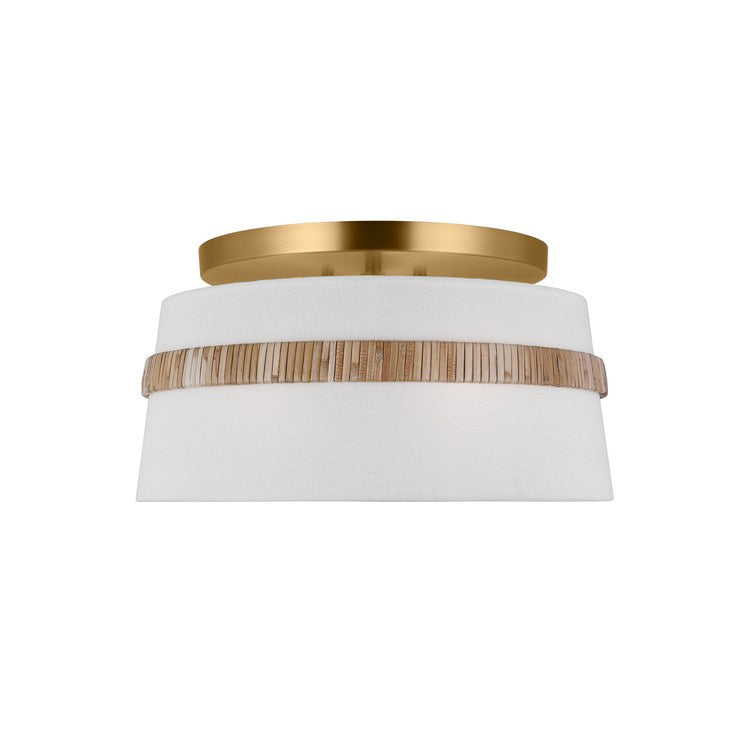 Ceiling Light Cordtlandt Semi-Flushmount Small 3 Lamp Rattan White Linen - Image 1