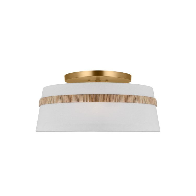 Ceiling Light Cordtlandt Semi-Flushmount Large 3 Lamp Rattan White Linen