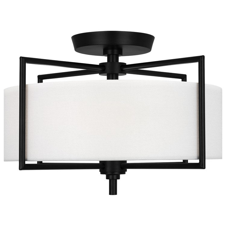 Ceiling Light Perno Semi-Flushmount Medium 2 Lamp Aged Iron White Linen