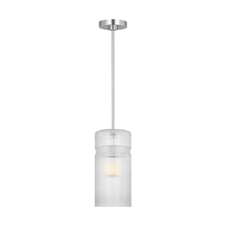 Pendant Liouet Small 1 Lamp Brushed Nickel Clear Ribbed