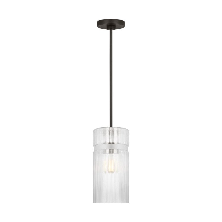 Pendant Liouet Small 1 Lamp Midnight Black Clear Ribbed