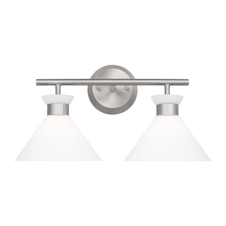 Vanity Light Belcarra 2 Lamp Brushed Steel Opal Etched Steel/Glass Candelabra B Torordo - Image 1