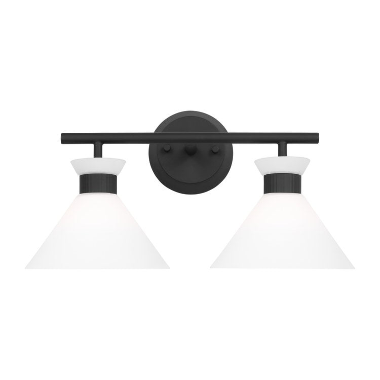 Vanity Light Belcarra 2 Lamp Midnight Black Opal Etched Steel/Glass Candelabra B Torordo - Image 1